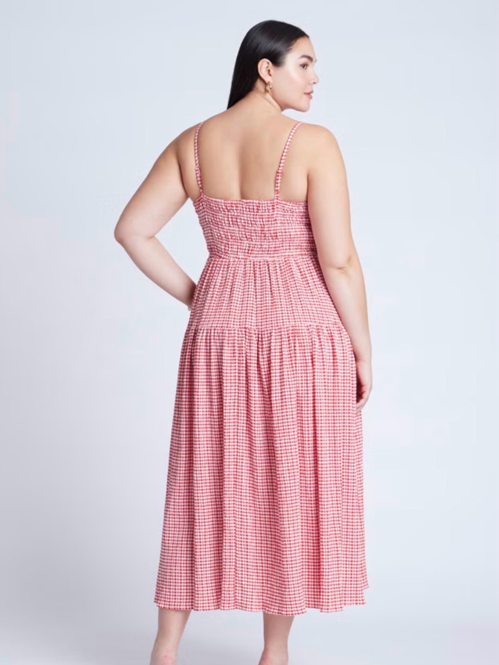 Eloquii Red and White Gingham Maxi Dress - Picture 2 of 12